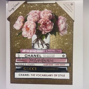 Design District luxury Gold Glitter Book Stack Wall Art